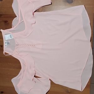 SAY WHAT ? Blush Ruffle cold shoulder blouse Medium